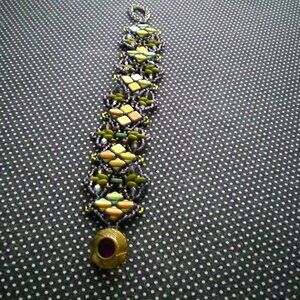 Silky Diamonds, Hand Beaded, High Fashion Bracelet; Beadwork